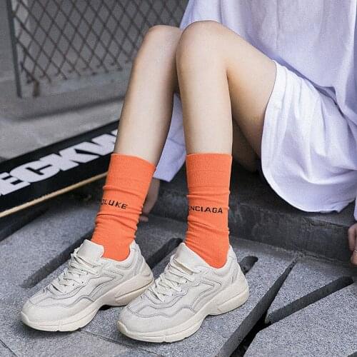 Young lady Teenager Fashion personality Cotton Socks Gentle Grip Non Elastic Soft Plain Sport Trainer Socks