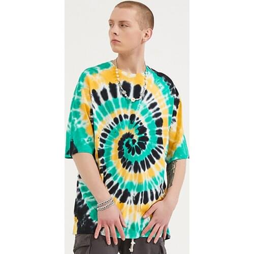 Men Tie-Dyed Summer Casual T-Shirts Streetwear 2021 New Fashion Cotton Tops Tees