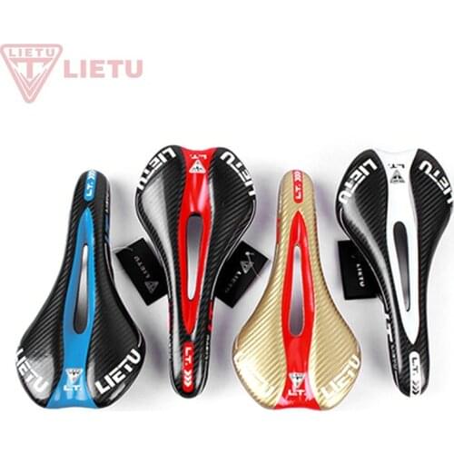 LIETU 4 Colors 3K Weave Soft Bike Saddle with Hollow Design for MTB / Road Bicycle