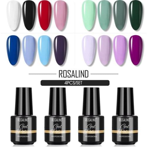ROSALIND Gel Polish Set 2/4Pcs Hybrid Varnishes For Nail Art Manicure Need Cured Base Top Coat Nail Gel Polish Kit Gel lak