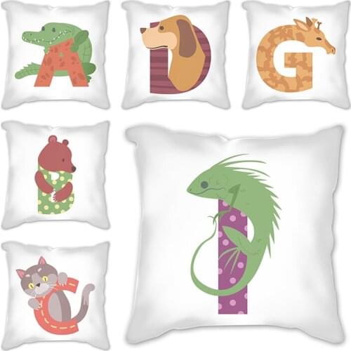 Pillow Cover Cartoon animal Letter Pillowcase Sofa Cushion Cover Home Decor Living Room Bar Bedroom Decoration подушка Case