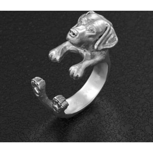 Wholesale Unique Retro Labrador Retriever Adjustable Ring High Quality Design Mens Dog Promise Rings Women Gift Overwatch Aros