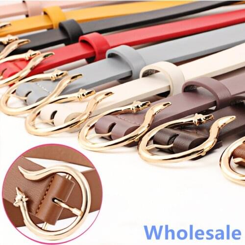 Wholesale Women Luxury Faux Leather Golden Mink Shape Round Pin Buckle Belts For Female Fashion Waist Belt 2020 cinturon mujer