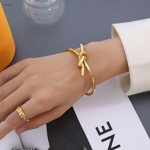 Bowknot open cuff bangles for women stainless steel jewelry minimalism cute bangle for teen girls popular items wholesale items