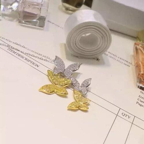 Designer Fashion 925 Sterling Silver Jewelry 3A Cubic Zirconia Butterfly Necklace