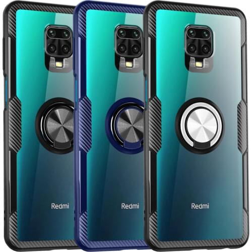 Transparent Shockproof Case For Xiaomi Redmi Note 9S Pro Max 8T 8 7 9C 9A Mi 10 Note 10 9T Pro POCO X3 NFC X2 Ring Holder Covers