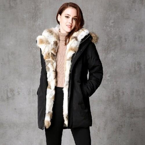 2018 Winter Unisex Down Jackets Detachable Fur Collar Hooded Coat Warm Outwear Real Rabbit Raccoon Hood Women Men Thick Coats