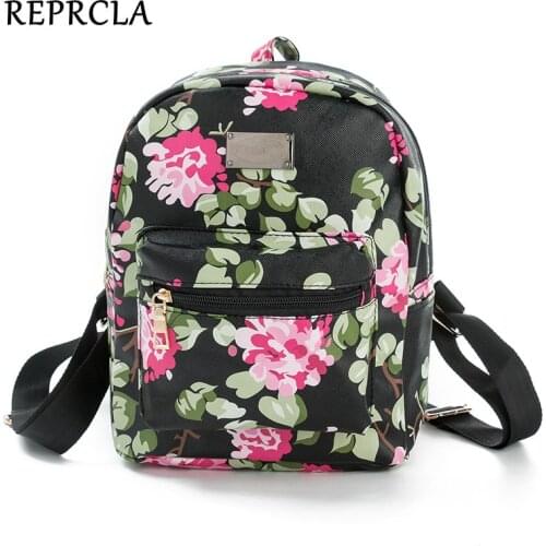 REPRCLA New Printing Backpack School Bags For Teenagers PU Leather Women Backpacks Girls Travel Bag High Quality N509