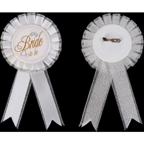 Bride To Be Hen Night Party Do Gift Filler Rosette Badge White & Silver Wedding Holiday Accessory Decor