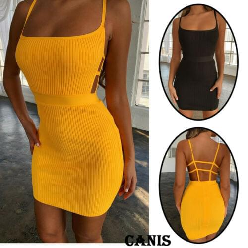 Sexy Bandage Strips Bodycon Pencil Dresses Women Ladies Sleeveless Party Cocktail Short Mini Dress
