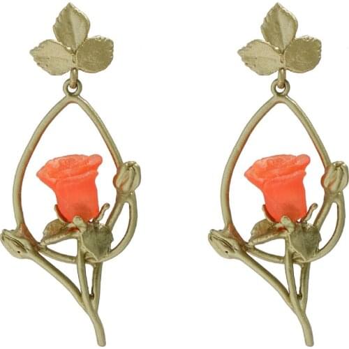High-end atmosphere Light rose plant garden serie earring S925 luxury temperament