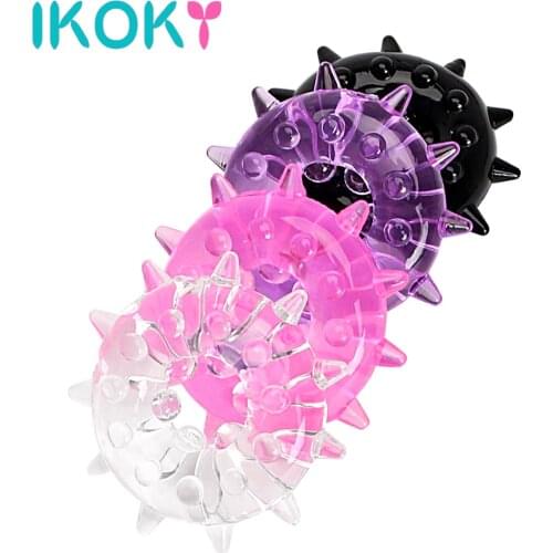 IKOKY Silicone Penis Ring Enlargement Cock Ring Delay Ejaculation Sex Toys for Men Male Erection Stretcher Erotic Toys