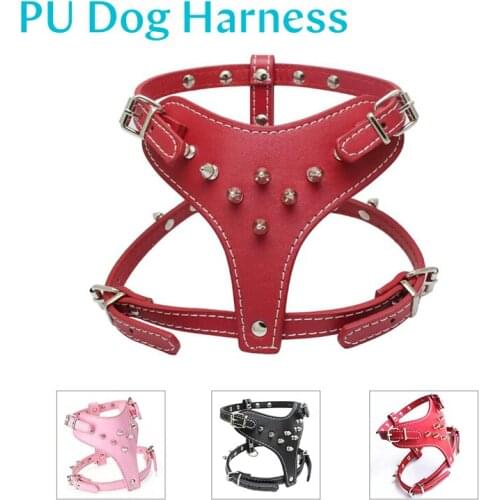 PU Dog Breast Band Spiked Explosion-Proof Vest Outdoor Pet Dogs Harness Collar For Dogs Walking Running Leather Puppy Harnesses