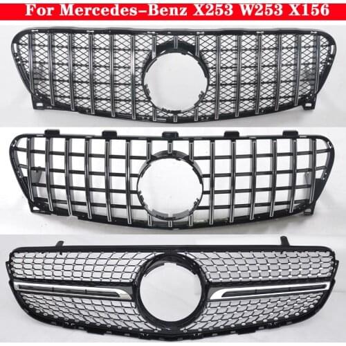 Car styling Middle grille for Mercedes-Benz GLC X253 W253 GLA X156 ABS plastic Silver Black Diamond GT front bumper Center Grill