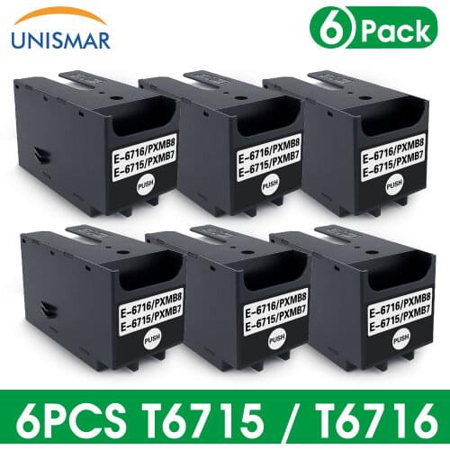 Unismar 6PK T6715 T6716 Waste Ink Tank Maintenance Box for Epson Printer WF-M5298DW WF-M5299DW WF-M5799DWF WF-4720DWF WF-C5290DW