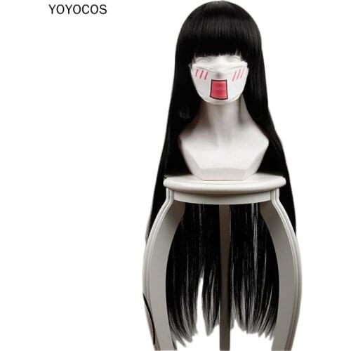 YOYOCOS Kakegurui Cosplay Compulsive Gambler Jabami Yumeko Cosplay Black Long Wig Heat Resistant Synthetic Hair Women Wigs