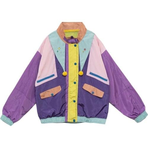 2020 New Harajuku Woman Jackets Stand Collar Patchwork Pockets Outerwear Women Coats Streetwear Female Coats Ladies Sudadera