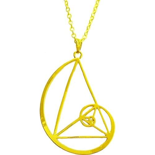 Fashion Golden Triangle Necklace For Women Fibonacci Golden Ratio Necklace Spiral With Triangle Pendant Accessory Gift Dropship