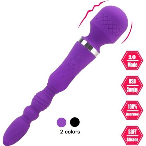 10 Modes 2 In 1 Vibrator Anal Plug Magic Wand Female Masturbator Adults Products Sex Toys for Women LesbianErotic Machine