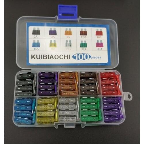 100pcs/lot medium blade fuses car,Standard Car fuse auto fuse car with box 2A 3A 5A 7.5A 10A 15A 20A 25A 30A 35A Free Shipping