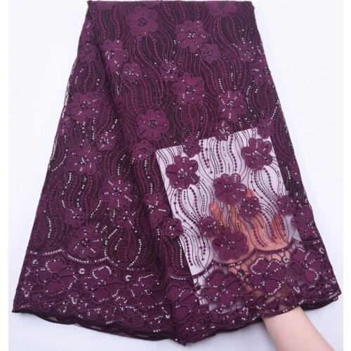 2020 High Quality African French Lace Fabric French Net Embroidery Tulle Sequins Mesh Lace Fabric For Nigerian Party Dress S1885