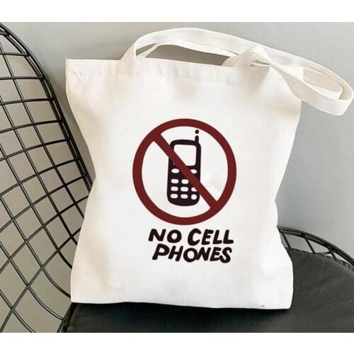 2021 Shopper No Cell Phones Gilmore Girls Printed Tote Bag women Harajuku shopper handbag Shoulder shopping bag Lady Canvas Bag