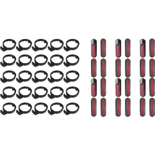 25Pcs Electric Scooter Front Tube Stem Folding Insurance Circle Guard Ring & 24Pcs for Xiaomi M365 Wheel Hubs Cap Shell