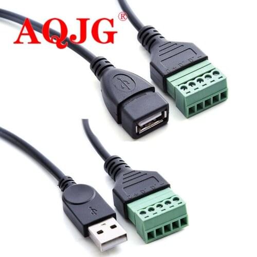 30cm USB 2.0 male female solderless plug For computer TV data transmission charging extension 5P terminal extension cable