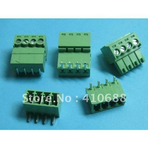 50 Pcs Pitch 3.81mm Angle 4way/pin Screw Terminal Block Connector Green Color T Pluggable Type