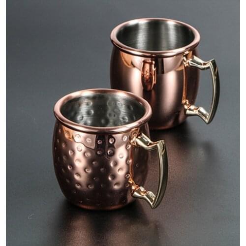 60ml Stainless steel Drum Shape Moscow Mule Mug Hammered Copper Beer Wine Bar Drinkware Water Milk Coffee Cup