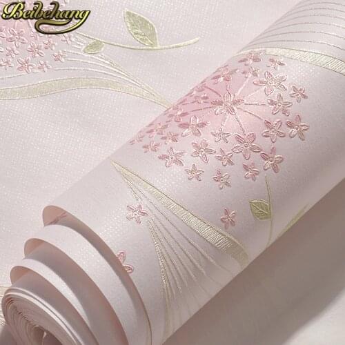 Beibehang Warm pastoral non-woven self-adhesive wallpaper simple bedroom 3D stereo living room TV background wall paper