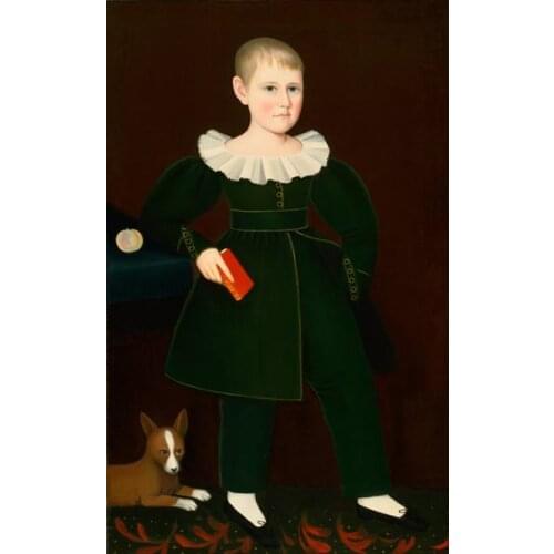 Free shipping classical court boy and dog figure oil painting canvas prints on canvas home wall art decoration picture