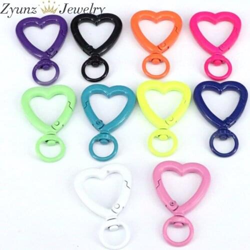 5PCS,Heart Spring Gate Rings Openable Keychain Leather Bag Belt Strap Dog Chain Buckles Snap Closure Clip Trigger DIY Accessorie