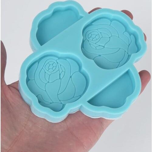 1 Piece Blue Straw Topper Attachment Mold Resin Rose Flower Straw Topper Decoration Mold 10343150