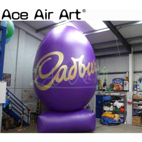Giant Inflatable Easter Outdoor Egg Decorations Purple Full Spray Painted Egg With Base for Advertisements