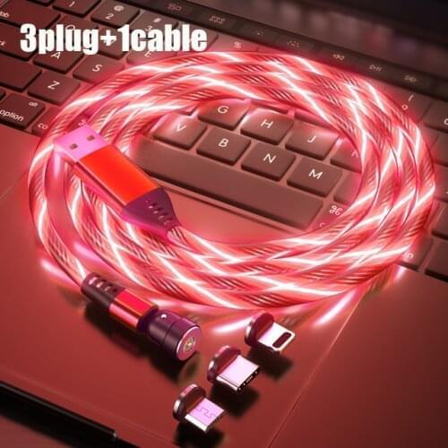 USLION 3 in 1 Glow LED Lighting 3A Magnetic Cable USB Charger Cable 540 Micro USB Type C Magnetic Cable for iPhone 12 11 Xiaomi