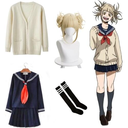 Cosplay Costumes My Hero Academia Anime Boku No Hero Academia Himiko Toga Costume JK Uniform Wig Women Sailor Dress Suits C62C49