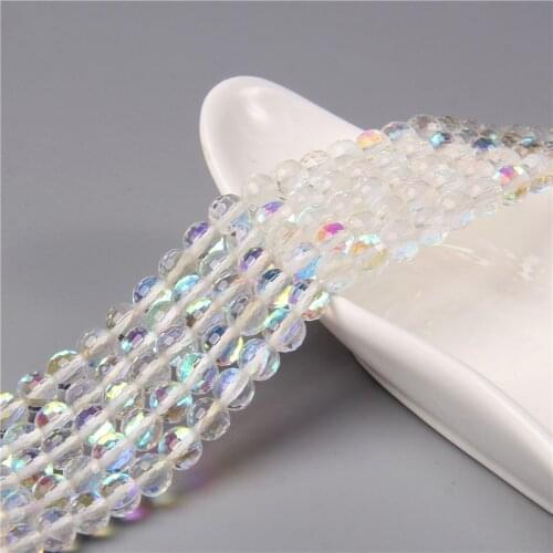 Round Transparent White Austrian Crystal Frosted MoonStone Glitter Loose Glass Beads For Jewelry Making DIY Bracelets Necklaces