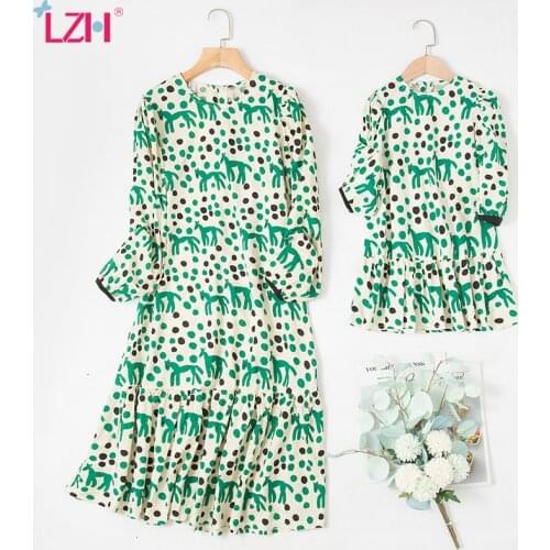 LZH 2021 Fashion Family Matching Outfits New Dress For Mom And My Clothes Autumn Dress For Girls And Woman Family Look Clothing