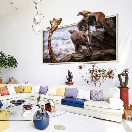 Animal World Giraffe falcon wall stickers PVC Material 3D wall poster for Living room bedroom kids room wall decoration stickers