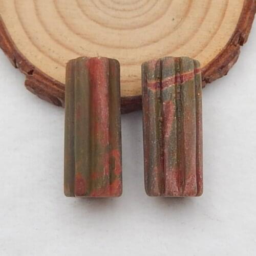 New Arrival Multi-Color Picasso Jasper Carved Cylindrical Drilled vertically Earring Beads 30x13x13mm,16.7g