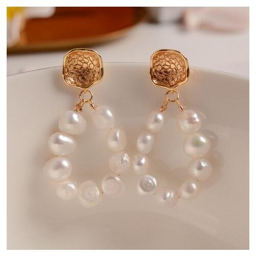 New Arrival Pearl Earrings Gold Color S925 Silver Stud Earring White Real Freshwater Pearls Fine Jewelry Lady Wedding Gift