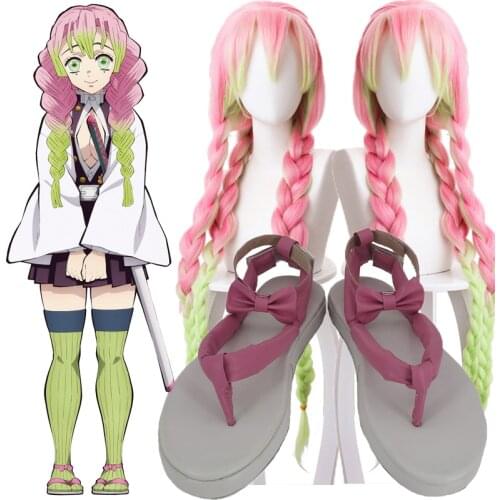 Anime Comic Demon Slayer Kimetsu no Yaiba Cosplay wigs Shoes Boots Kanroji Mitsuri Cosplay Shoes Kimetsu No Yaiba Cosplay Shoes