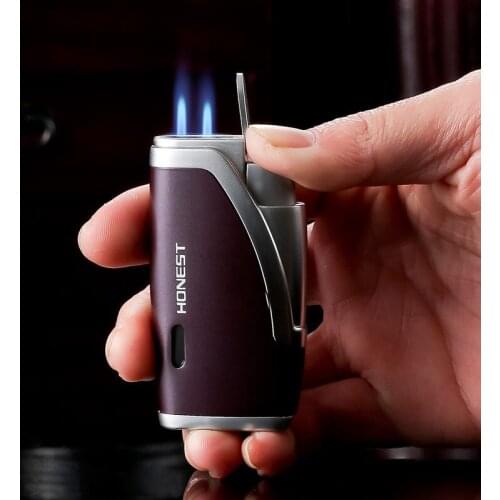 Honest Genuine Creative Twin Turbo Spray Gun Lighter Inflatable Cigar Lighter Gas Gadget Boutique Metal Windproof Lighter