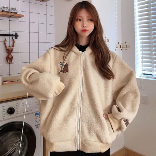 Autumn Sweet Hooded Bear Print Harajuku Loose Hoodies Womens Female Sweatshirt Letter Printing Sweatshirt Women Oversized