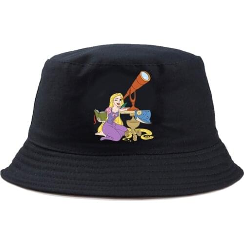 Disney Tangled Rapunzel Cartoon Kids Classic Bucket Hat Casual Fashion Graphic Cotton Summer Headwear Reversible Fishing Hat