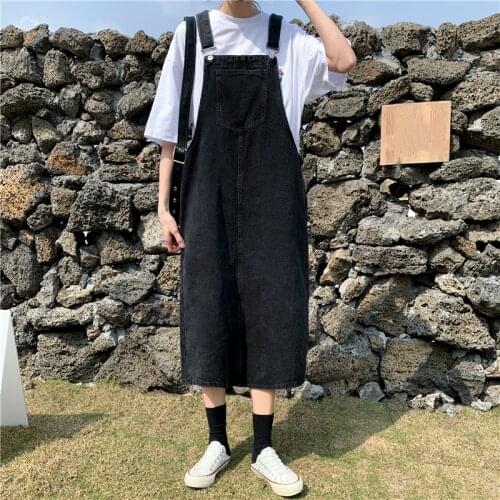Women Denim Dress Sundress Casual Loose Overalls Dresses 2021 Summer Female Adjustable Strap black Jeans Dress Plus Size 5XL
