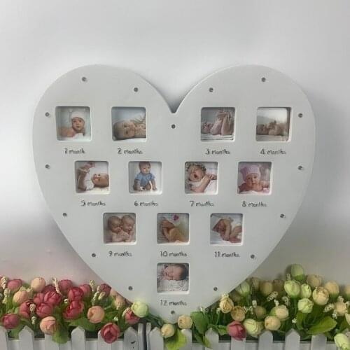 My First Year Baby Keepsake Frame with Light 0-12 Months Pictures Love Heart Photo Frame Commemorative Growth Souvenirs