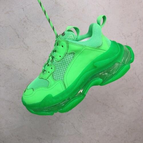 Colorful Thick-soled Lace-up Casual Shoes Crystal Bottom Rainbow-colored Wedge Chunky Sneakers Women Sneakers Shoes 2021Fashion