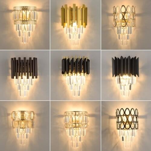 Modern Simple Light Aluminum Luxury Crystal Wall Lamp For Living Room Bedroom Bedside Lamp Aisle TV Background Decor Wall Lamp